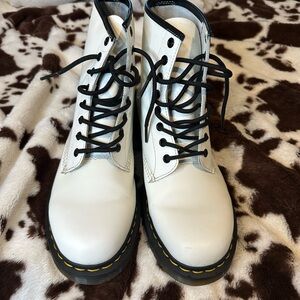 Dr. Martens White Combat Boots with Black Laces